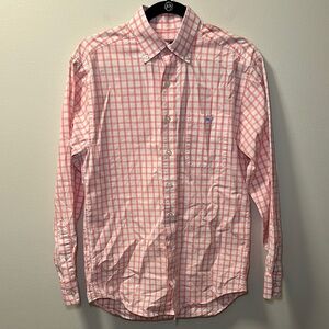 Vineyard Vines Men’s Pink/White Classic Fit Tucker Long Sleeve Shirt Size S